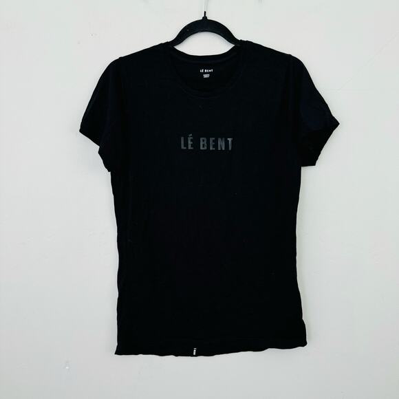 Lé Bent Black Short Sleeve Logo T Shirt Women’s Size L - Picture 1 of 8